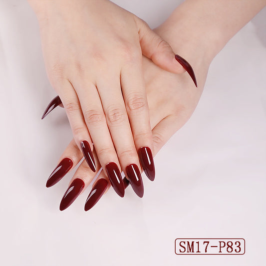 Long Pointed False Nails – Solid Color Almond Nail Patches