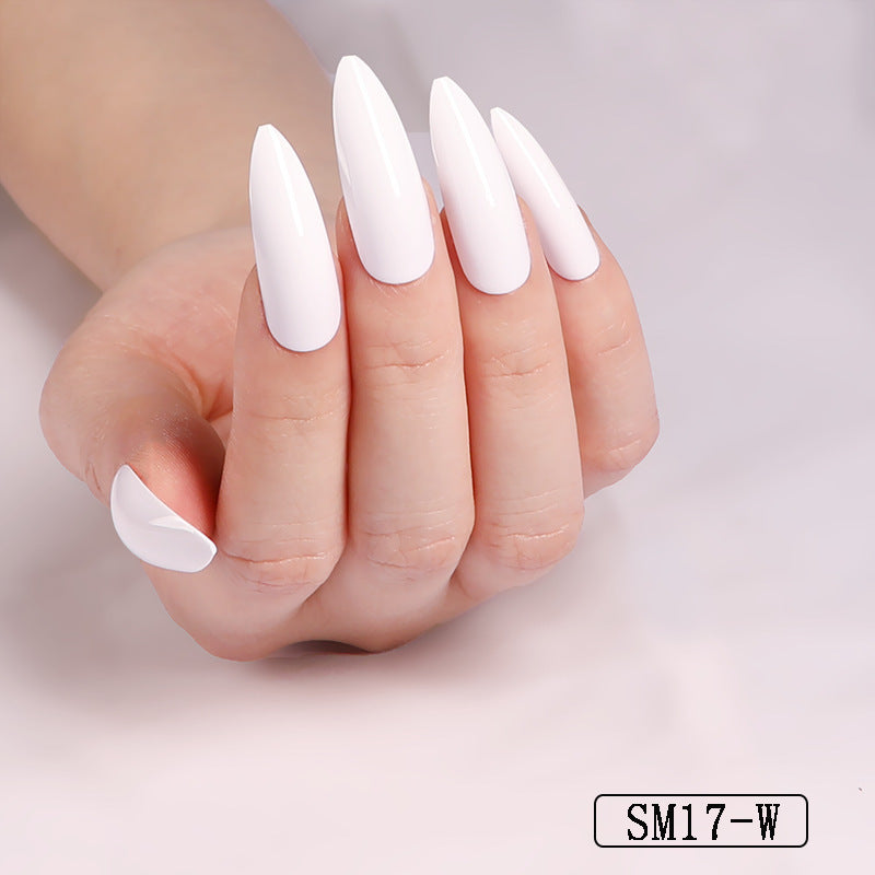 Long Pointed False Nails – Solid Color Almond Nail Patches