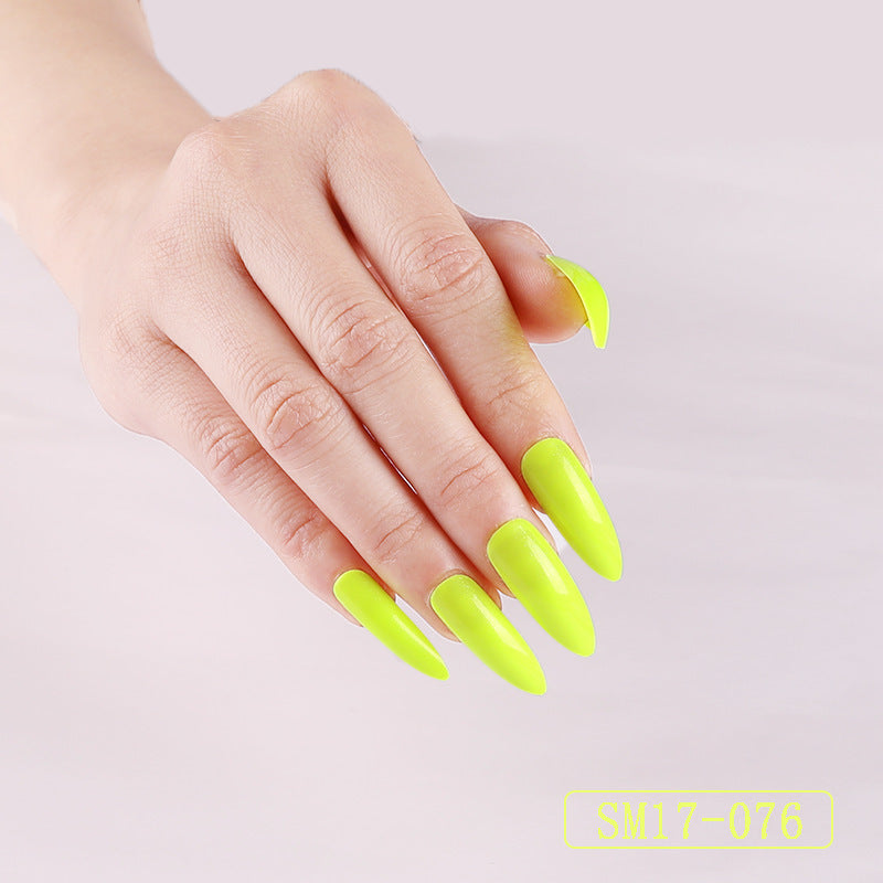 Long Pointed False Nails – Solid Color Almond Nail Patches