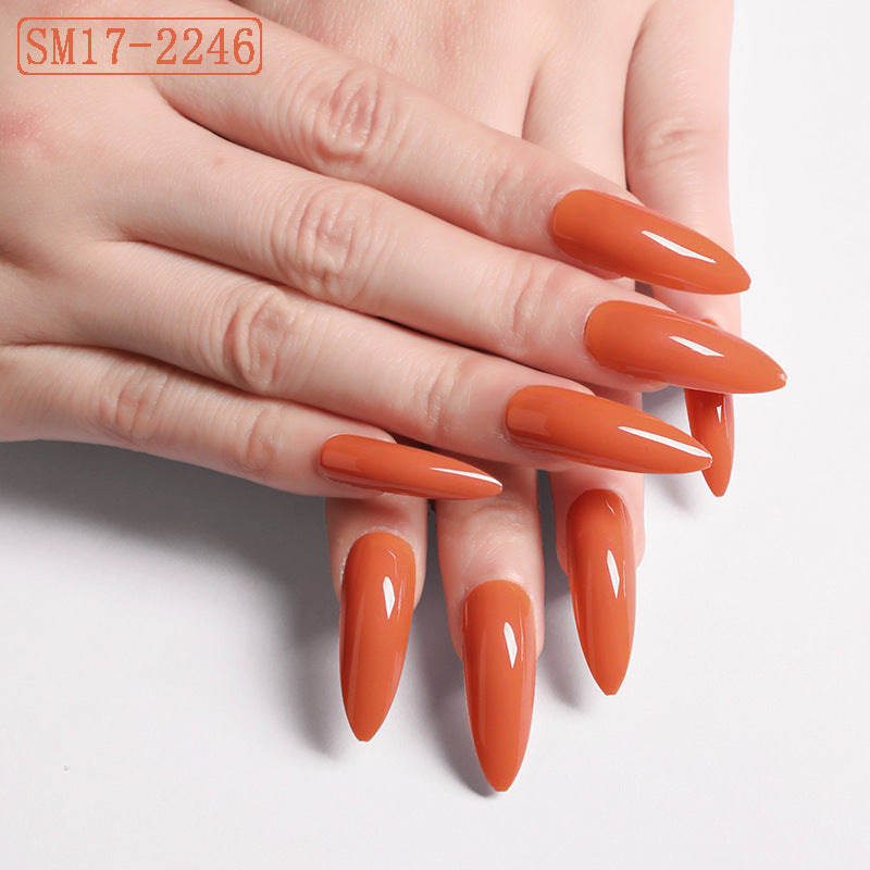 Long Pointed False Nails – Solid Color Almond Nail Patches