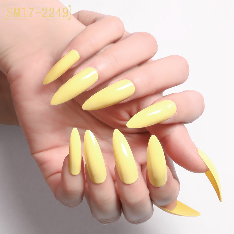 Long Pointed False Nails – Solid Color Almond Nail Patches